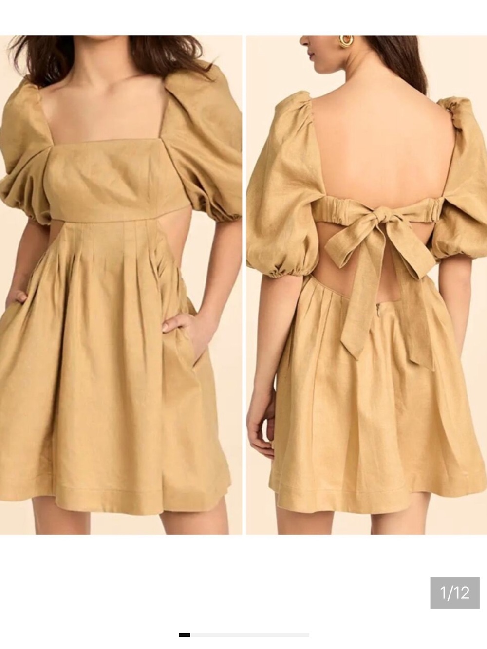 Zimmermann Rosa Puff Sleeve Tie-Back Mini Dress